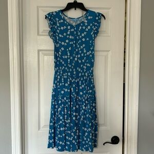 Draper James Faith Dress Women’s Size XS Smocked Waist Blue Ditsy Floral Daisy